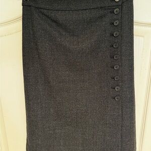 Ann Taylor Charcoal Button-Accent Pencil Skirt